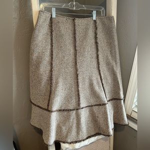 Loft VINTAGE herringbone wool and silk lined a line skirt